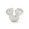 Brass Letter Open Cuff Rings for Women RJEW-G313-01U-P-2