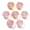 Transparent Spray Painted Glass Beads X-GLAA-R215-01-B03-1