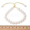 Shell Pearl Beaded Slider Bracelet with Brass Snake Chain BJEW-B066-01B-02-8
