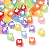 350Pcs 7 Colors Spray Painted Transparent Acrylic Beads OACR-FS0002-52-2