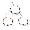 3Pcs Dyed Tiger Eye and Alloy Star Charms Link Bracelets for Women BJEW-TA00559-2