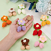 8Pcs 8 Colors Handmade Crochet Cotton Flower Ornaments AJEW-FG0004-12-3
