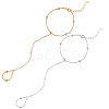 2Pcs 2 Colors Alloy Satellite Chains Finger Ring Bracelets for Women BJEW-CY0001-09-1