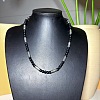 Vintage Frosted 6MM Natural Black Onyx(Dyed & Heated) Round Beaded Necklaces with Alloy Tube for Men KE3601-1