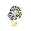 Heart Brass Micro Pave Cubic Zirconia Cuff Open Rings for Women CU-CBA0A21-01G-01-4