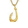 304 Stainless Steel Fish Hook Pendant Necklaces for Men WG49AC2-02-2