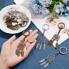 12Pcs 2 Colors Woven Net/Web with Feather Pendant Alloy Keychain KEYC-NB0001-58-3