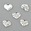 Wedding Theme Antique Silver Tone Tibetan Style Alloy Heart with Mother of the Groom Rhinestone Charms LS-TIBEP-N005-17A-2