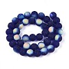 Frosted Transparent Glass Beads Strands GLAA-T032-T10mm-MBB15-2