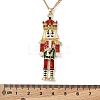 Alloy Enamel Christmas Nutcracker Pendant Necklaces NJEW-L048-01G-01-5