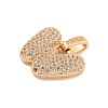 Brass Micro Pave Clear Cubic Zirconia Pendants KK-B099-01G-W-2