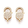 Brass Pave Clear Cubic Zirconia Lobster Claw Clasps KK-T075-76G-1