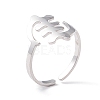 Fishbone Shape 304 Stainless Steel Cuff Ring for Women RJEW-B035-07P-2