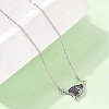 Brass Pave Cubic Zirconia Rectangle and Heart Pendant Cable Chain Necklaces KK-CBAB173-04P-03-2