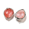 Cherry Quartz Glass Faceted Pendants G-M431-06P-12-2