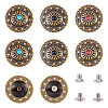 12 Sets 3 Colors Flat Round Alloy Snap Buttons FIND-TA0008-15-2