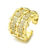 Brass Micro Pave Cubic Zirconia Open Cuff Rings RJEW-K256-20G-1