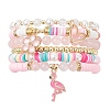 6Pcs 6 Styles Handmade Polymer Clay Heishi & Glass & Electroplate Non-magnetic Synthetic Hematite & Rose Quartz Beads Stretch Bracelets & Alloy Enamel Charm Bracelets BJEW-JB12231-3
