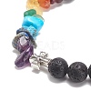 Natural & Synthetic Mixed Stone Chips & Lava Rock & Alloy Cross Stretch Bracelets BJEW-JB08570-4