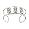 Non-Tarnish 304 Stainless Steel Wide Textured Open Cuff Bangles BJEW-Q348-05P-07-3