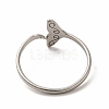 201 Stainless Steel Whale Tail Open Cuff Ring for Women LS-RJEW-K239-01P-1-2