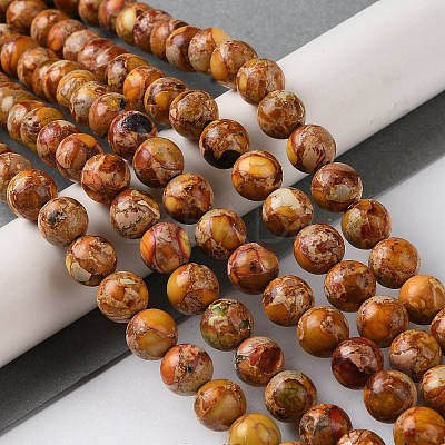 Natural Imperial Jasper Beads Strands G-I122-8mm-M-01-1
