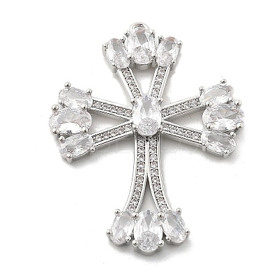 Brass Micro Pave Clear Cubic Zirconia Pendants KK-L228-03P-04-1
