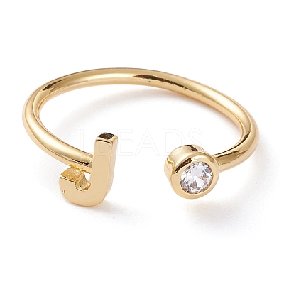 Brass Micro Pave Clear Cubic Zirconia Cuff Rings RJEW-Z005-J-G-1