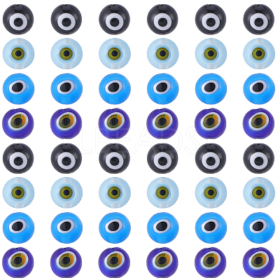 60Pcs 4 Colors Handmade Evil Eye Lampwork Round Beads LAMP-SC0001-81-1