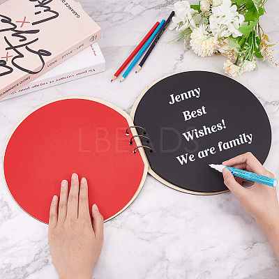 Round Wooden Cover Baby Scrapbook DIY Binder Photo Album DIY-WH0349-113A-1