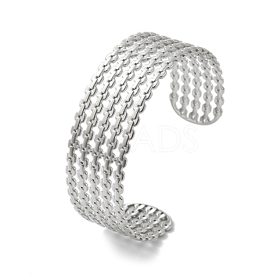 Hollow Out 304 Stainless Steel Cuff Bangles for Women BJEW-Z096-01P-1