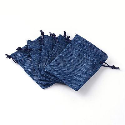 Polyester Imitation Burlap Packing Pouches Drawstring Bags ABAG-R005-9x12-12-1