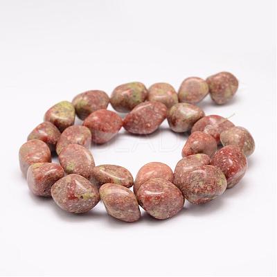 Natural Unakite Beads Strands G-K153-D30-1