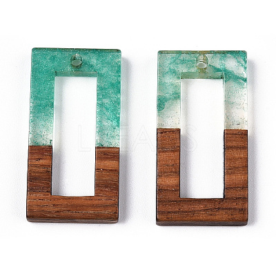 Transparent Resin & Walnut Wood Pendants RESI-ZX017-21-1
