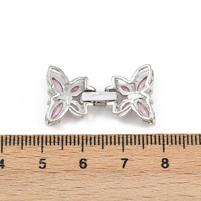 Brass Micro Pave Cubic Zirconia Fold Over Clasps KK-C075-42P-1