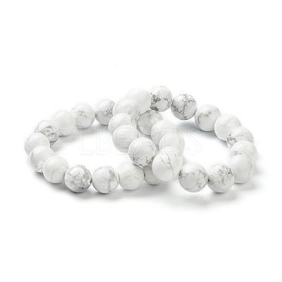 Natural Howlite Beaded Stretch Bracelets BJEW-D446-C-03-1