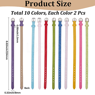 20Pcs 10 Colors PU Leather Watch Bands AJEW-CY0002-89-1