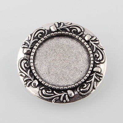 Vintage Alloy Brooch Cabochon Bezel Settings PALLOY-O038-32AS-1