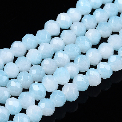 Two-Tone Imitation Jade Glass Beads Strands GLAA-T033-01A-05-1