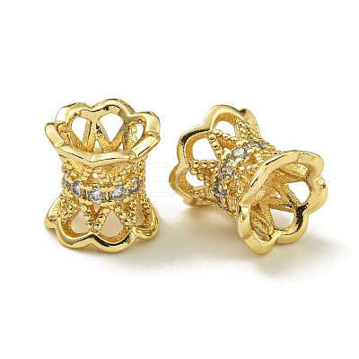 Rack Plating Brass Micro Pave Cubic Zirconia Beads KK-K386-04G-1