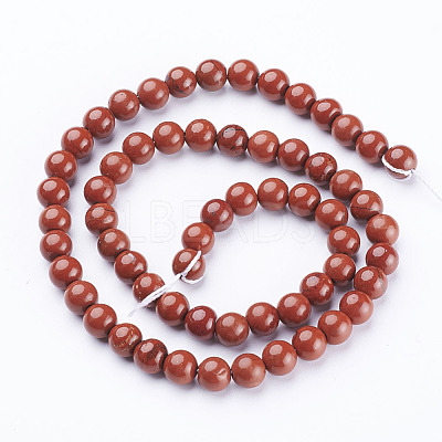 Natural Red Jasper Round Beads Strands X-GSR6mmC011-1