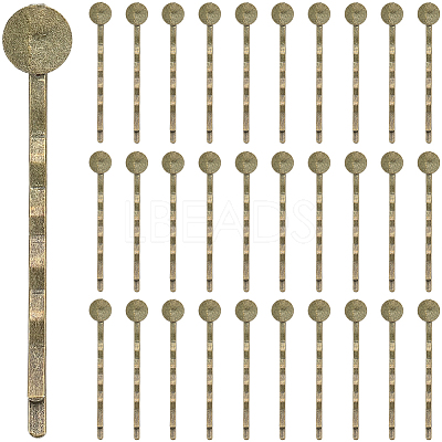 80Pcs Alloy Hair Bobby Pin Cabochon Settings FIND-SC0021-62-1