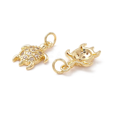 Brass Micro Pave Clear Cubic Zirconia Pendants KK-K266-04G-1