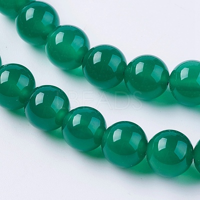 Natural Green Onyx Agate Beads Strands G-G583-8mm-11-1