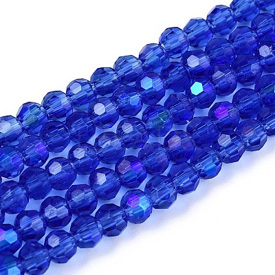 Electroplate Transparent Glass Beads Strands X-EGLA-A035-T4mm-L21-1