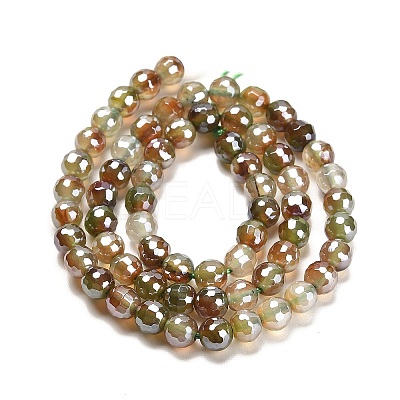 Electroplated Natural Agate Round Beads Strands G-L598-A01-01A-1