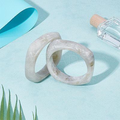 2Pcs Imitation Marble Acrylic Bangle for Women BJEW-UN0001-69B-1