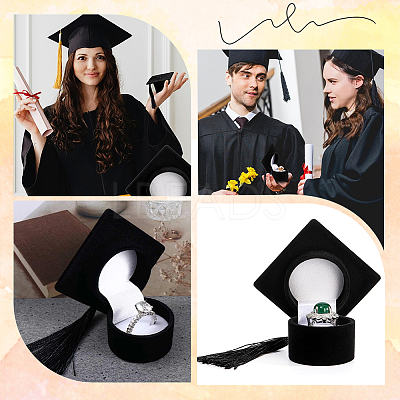 4Pcs Doctoral Hat Shaped Velvet Jewelry Ring Storage Boxes CON-SC0001-18A-1