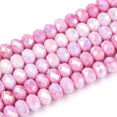 Anti-Tarnish Electroplate Rondelle Glass Beads Strands EGLA-T021-6mm-17-02-1