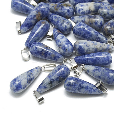 Natural Blue Spot Jasper Pendants G-T081-13-1